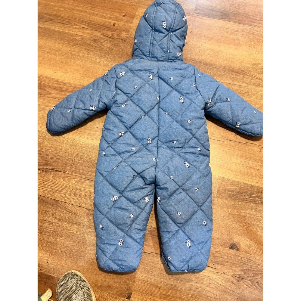 OshKosh B'gosh Baby Girls Blue Floral Quilted Snowsuit Bunting 6-9M OK-SZ1730 AD